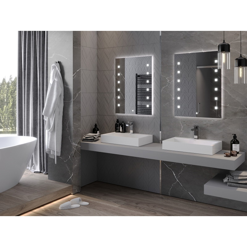 Mexen Ner osvětlené koupelnové zrcadlo 60 x 80 cm, LED 6000K, proti zamlžení - 9809-060-080-611-00