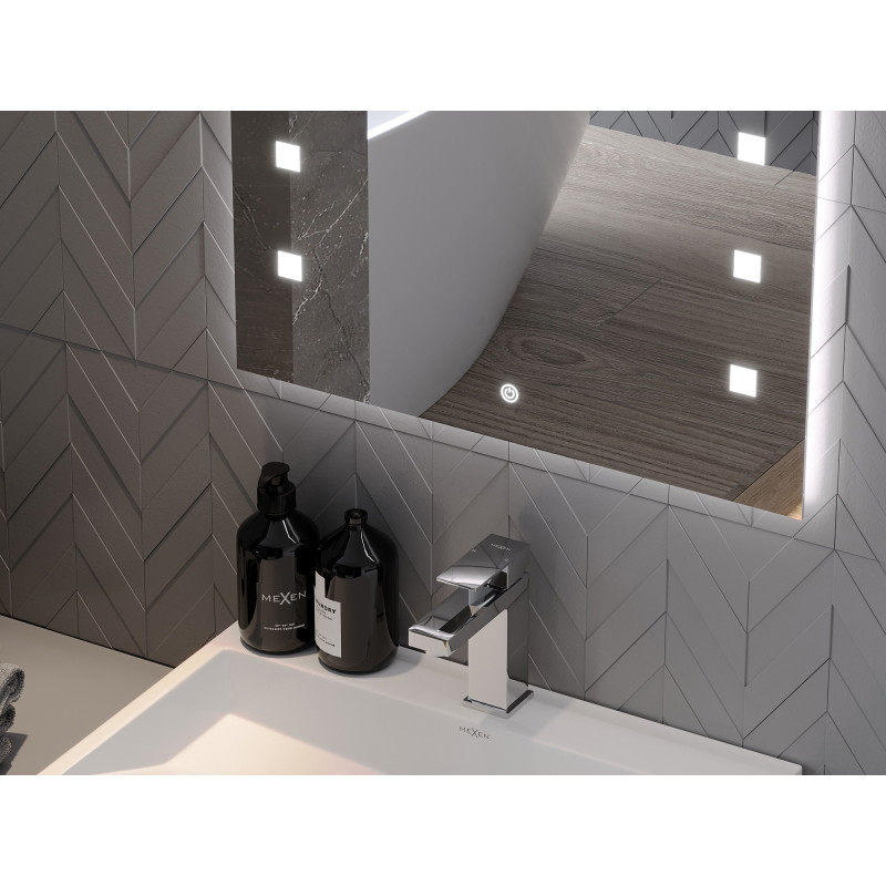Mexen Ner osvětlené koupelnové zrcadlo 60 x 80 cm, LED 6000K, proti zamlžení - 9809-060-080-611-00