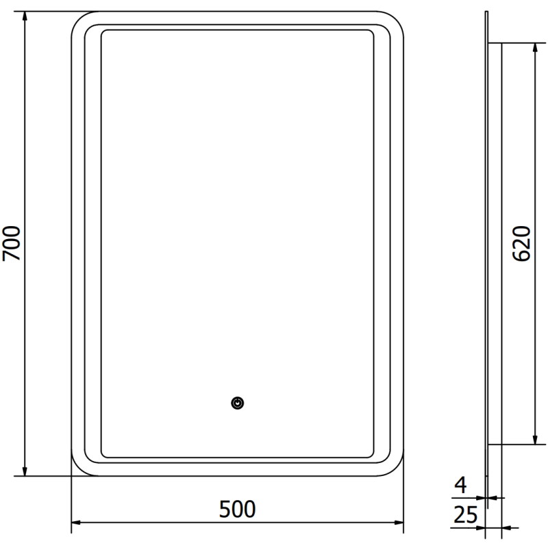 Mexen Zusa osvětlené koupelnové zrcadlo 50 x 70 cm, LED 6000K, protimlžicí - 9808-050-070-611-00