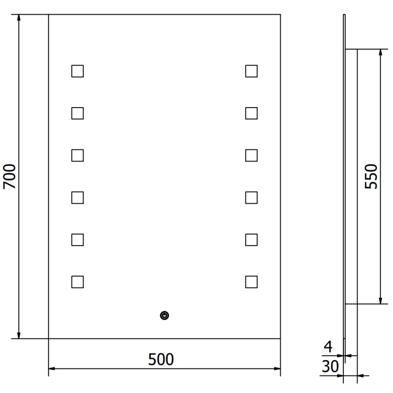 Mexen Ner podsvícené koupelnové zrcadlo 50 x 70 cm, LED 6000K, anti-mlha - 9809-050-070-611-00
