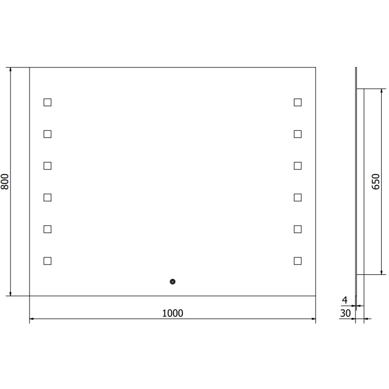 Mexen Ner osvětlené koupelnové zrcadlo 100 x 80 cm, LED 6000K, protizamlžovací - 9809-100-080-611-00