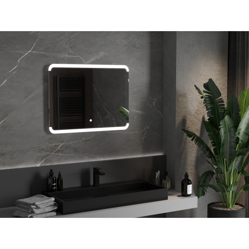 Mexen Nida koupeľnové zrcadlo s osvětlením 80 x 60 cm, LED 6000K, proti mlze - 9806-080-060-611-00