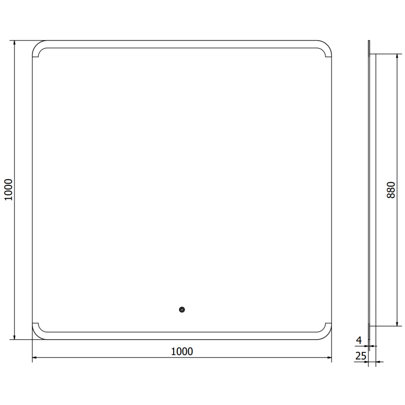 Mexen Nida koupelnové zrcadlo podsvícené 100 x 100 cm, LED 6000K, antizamlžovací - 9806-100-100-611-00