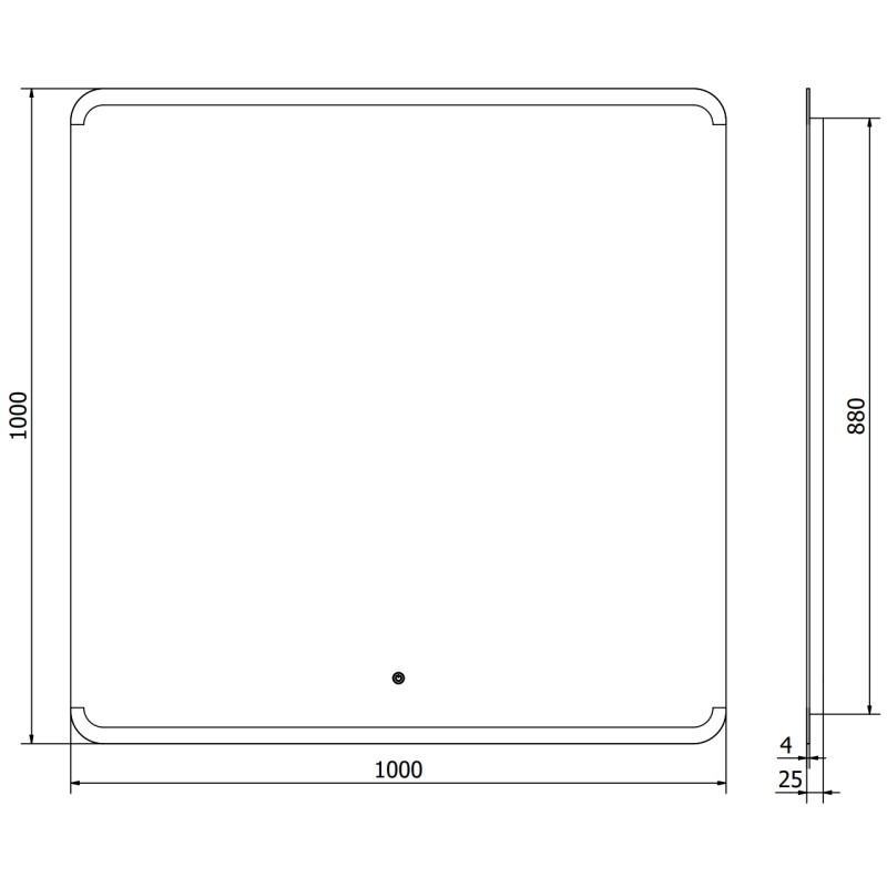 Mexen Nida osvětlené koupelnové zrcadlo 100 x 100 cm, LED 6000K, anti-pára - 9806-100-100-611-00