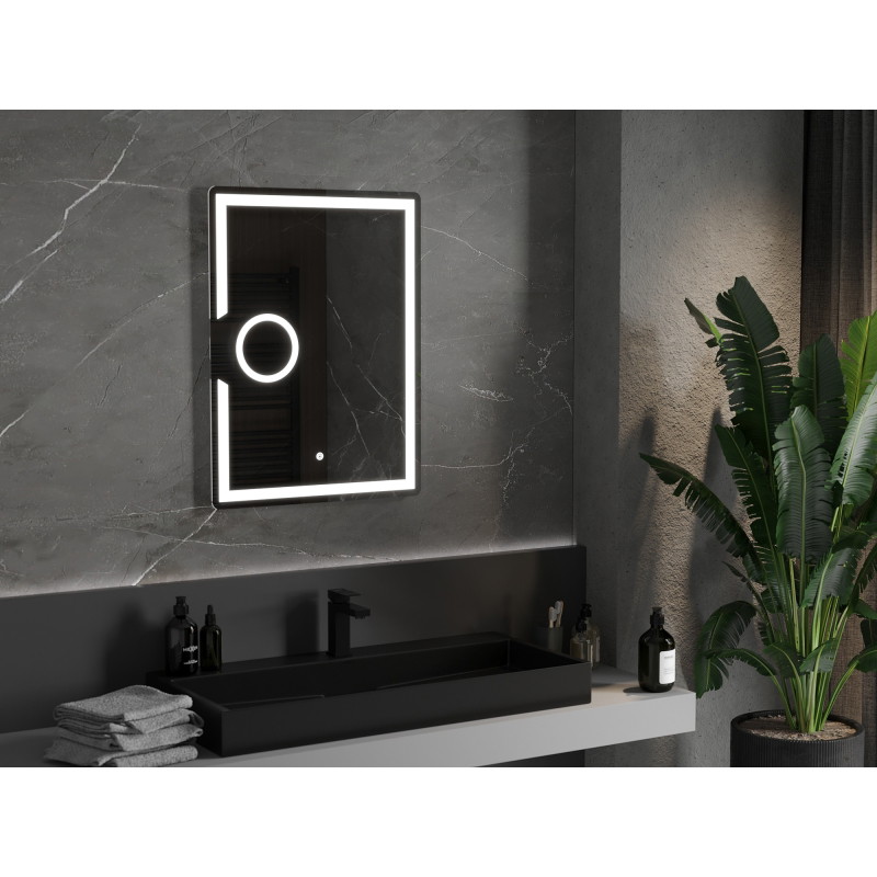 Mexen Onyx koupelnové zrcadlo s podsvícením a kosmetickým zrcátkem 60 x 80 cm, LED 6000K, proti mlze - 9813-060-080-611-00