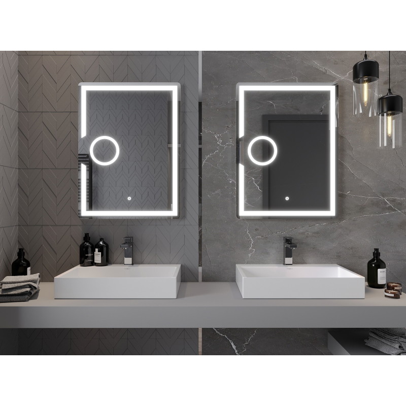 Mexen Onyx koupelnové zrcadlo s podsvícením a kosmetickým zrcátkem 60 x 80 cm, LED 6000K, proti mlze - 9813-060-080-611-00