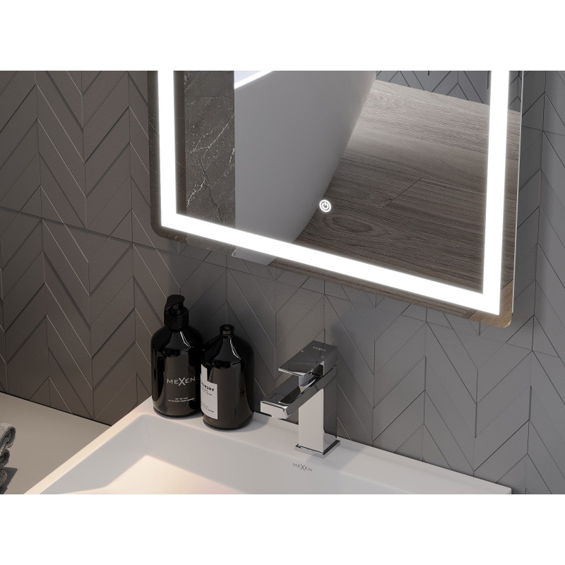 Mexen Onyx koupelnové zrcadlo s podsvícením a kosmetickým zrcátkem 60 x 80 cm, LED 6000K, proti mlze - 9813-060-080-611-00