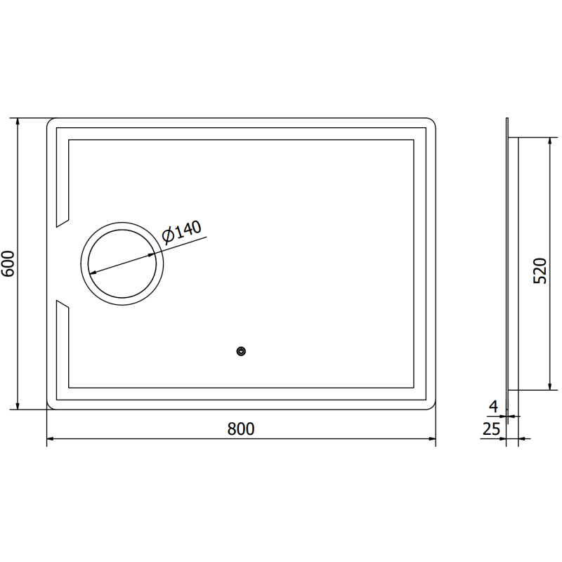 Mexen Onyx podsvícené koupelnové zrcadlo s kosmetickým zrcátkem 80 x 60 cm, LED 6000K, proti mlze - 9813-080-060-611-00