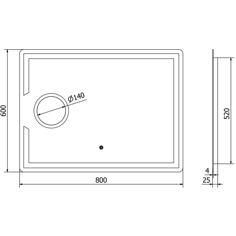 Mexen Onyx podsvícené koupelnové zrcadlo s kosmetickým zrcátkem 80 x 60 cm, LED 6000K, proti mlžení - 9813-080-060-611-00