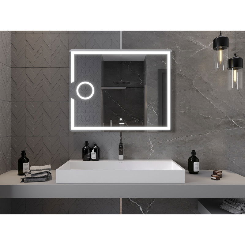 Mexen Onyx koupelnové zrcadlo podsvícené s kosmetickým zrcátkem 100 x 80 cm, LED 6000K, protimlžící - 9813-100-080-611-00