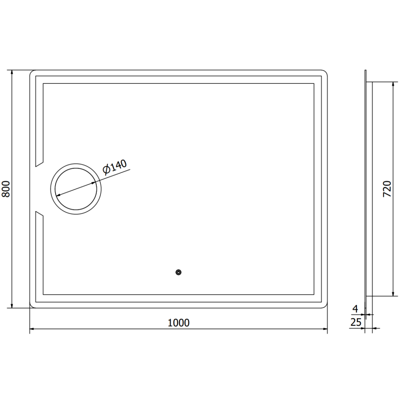 Mexen Onyx koupelnové zrcadlo podsvícené s kosmetickým zrcátkem 100 x 80 cm, LED 6000K, protimlžící - 9813-100-080-611-00