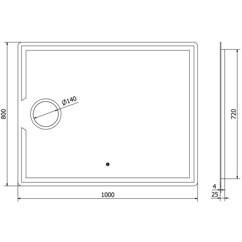 Mexen Onyx osvětlené koupelnové zrcadlo s kosmetickým zrcátkem 100 x 80 cm, LED 6000K, proti zamlžení