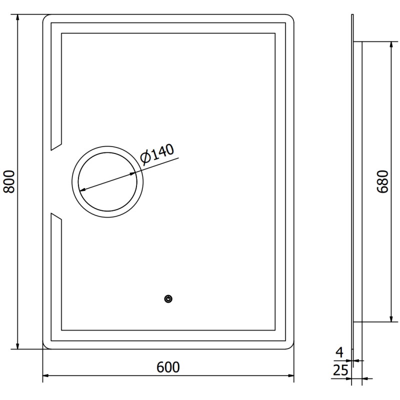 Mexen Onyx koupelnové zrcadlo s podsvícením a kosmetickým zrcátkem 60 x 80 cm, LED 6000K, proti mlze - 9813-060-080-611-00