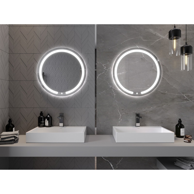 Mexen Rose podsvícené koupelnové zrcadlo, kulaté 60 cm, LED 6000K, protimlžné - 9810-060-060-611-00