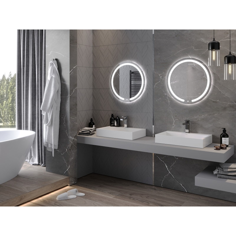 Mexen Rose podsvícené koupelnové zrcadlo, kulaté 60 cm, LED 6000K, protimlžné - 9810-060-060-611-00