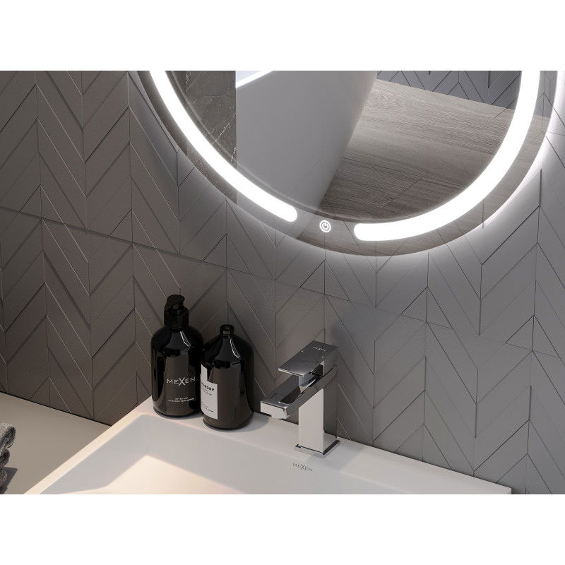 Mexen Rose kulaté koupelnové zrcadlo s podsvícením, kulaté 70 cm, LED 6000K, antifog - 9810-070-070-611-00