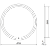 Mexen Rose kulaté koupelnové zrcadlo s podsvícením, kulaté 70 cm, LED 6000K, antifog - 9810-070-070-611-00