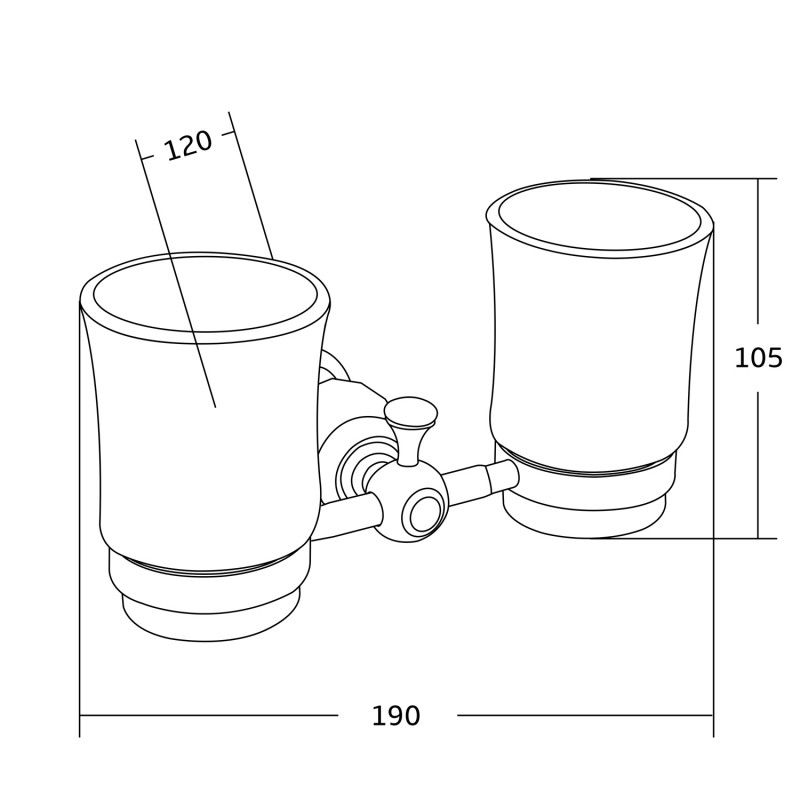 Mexen Estela dvojitý držák na kartáčky, chrom - 7011552-00