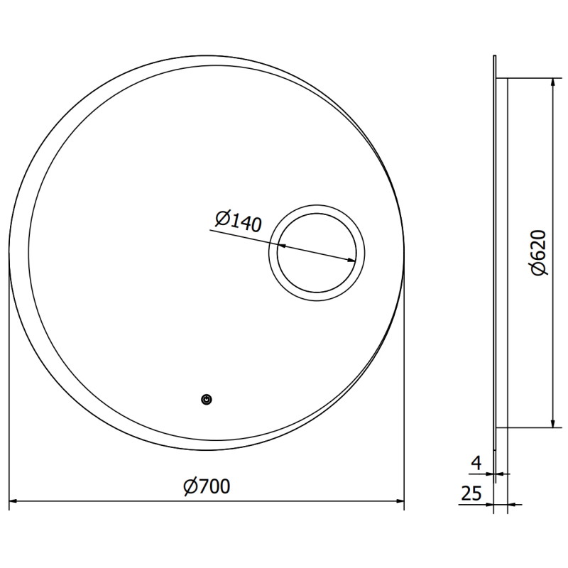 Mexen Ella osvětlené koupelnové zrcadlo s kosmetickým zrcátkem, kulaté 70 cm, LED 6000K, protimlžná