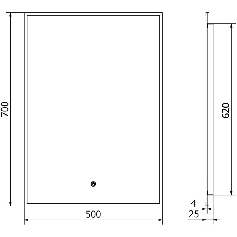 Mexen Erma LED osvětlené koupelnové zrcadlo 50 x 70 cm, 6000K, antizára, černý rám - 9814-050-070-611-70