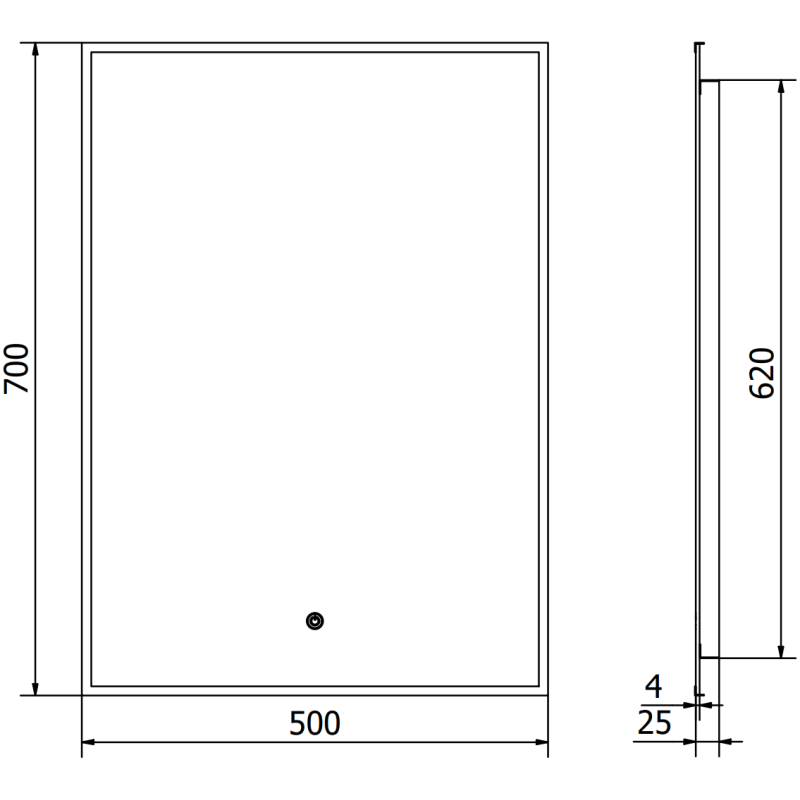 Mexen Erma osvětlené koupelnové zrcadlo 50 x 70 cm, LED 6000K, proti mlze, černý rám - 9814-050-070-611-70