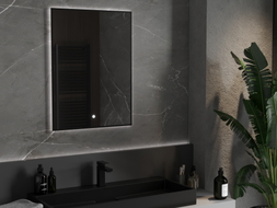 Mexen Erma podsvícené koupelnové zrcadlo 60 x 80 cm, LED 6000K, proti zamlžení, černý rám - 9814-060-080-611-70