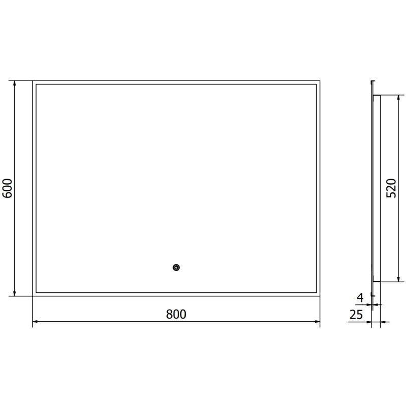 Mexen Erma koupelnové zrcadlo s osvětlením 80 x 60 cm, LED 6000K, proti zamlžení, černý rám - 9814-080-060-611-70