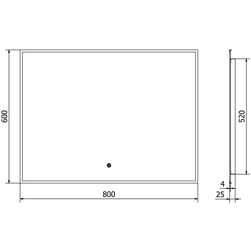 Mexen Erma koupelnové zrcadlo s podsvícením 80 x 60 cm, LED 6000K, proti zamlžení, černý rám - 9814-080-060-611-70