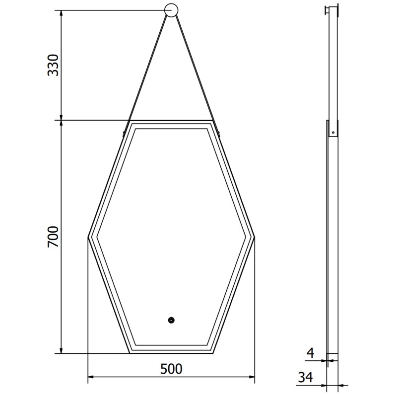 Mexen Orla osvětlené koupelnové zrcadlo 50 x 70 cm, LED 6000K, anti-mlžný, černý rám - 9815-050-070-611-70