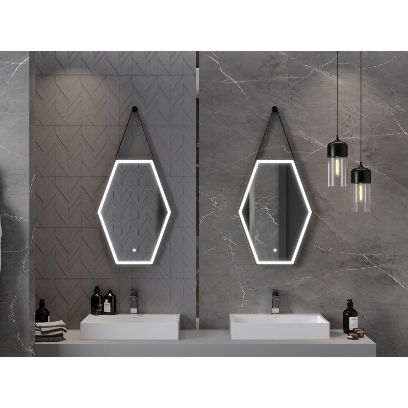 Mexen Orla podsvícené koupelnové zrcadlo 50 x 70 cm, LED 6000K, antináložka, černý rám - 9815-050-070-611-70