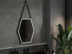 Mexen Orla koupelnové podsvícené zrcadlo 60 x 80 cm, LED 6000K, proti mlze, černý rám - 9815-060-080-611-70