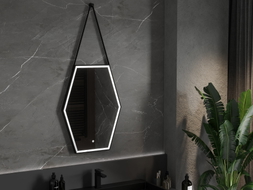 Mexen Orla osvětlené koupelnové zrcadlo 60 x 80 cm, LED 6000K, proti mlze, černý rám - 9815-060-080-611-70