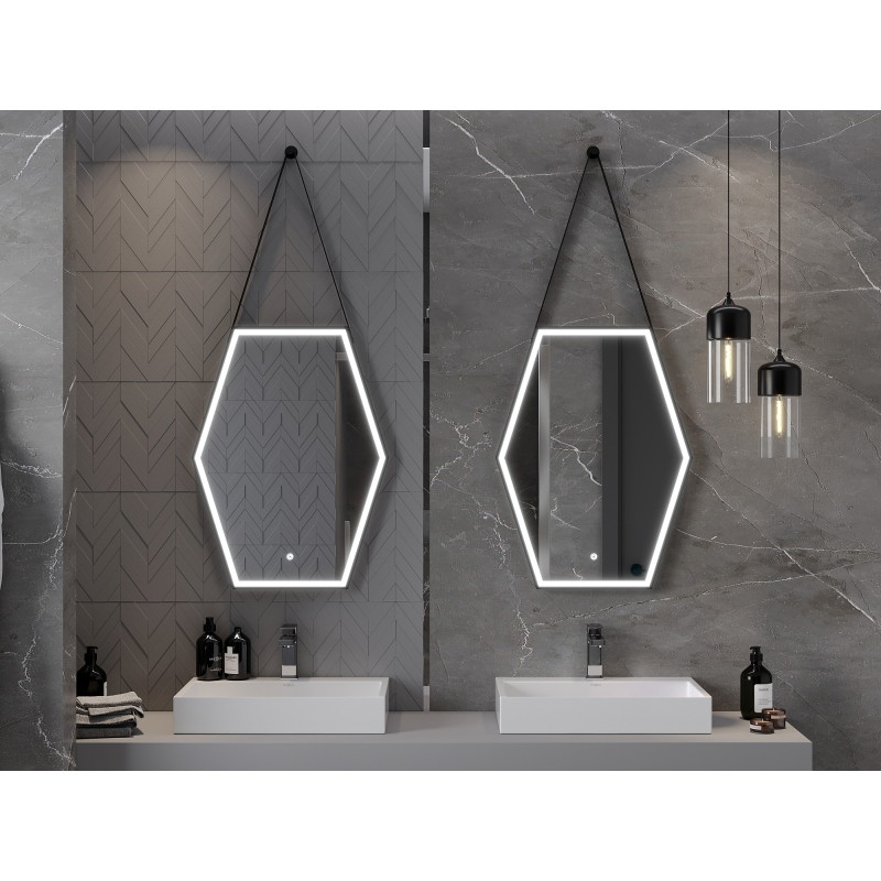 Mexen Orla koupelnové podsvícené zrcadlo 60 x 80 cm, LED 6000K, proti mlze, černý rám - 9815-060-080-611-70