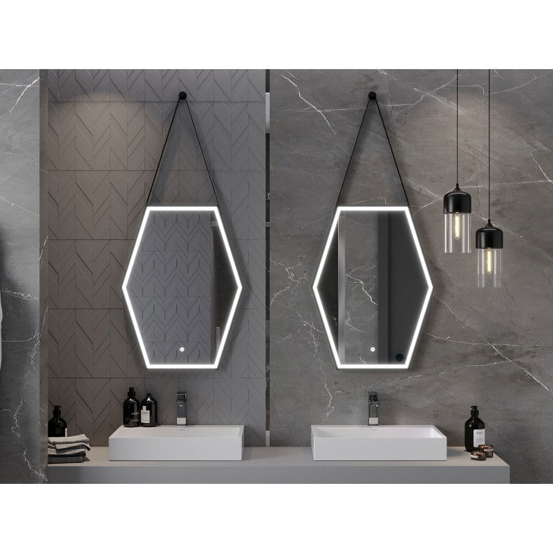 Mexen Orla LED koupelnové zrcadlo, podsvícené 60 x 80 cm, 6000K, proti mlze, černý rám - 9815-060-080-611-70