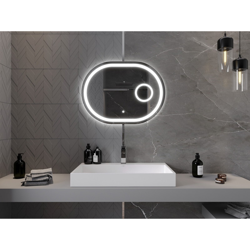 Mexen Umba podsvícené koupelnové zrcadlo s kosmetickým zrcátkem 80 x 60 cm, LED 6000K, anti-fog - 9822-080-060-611-00