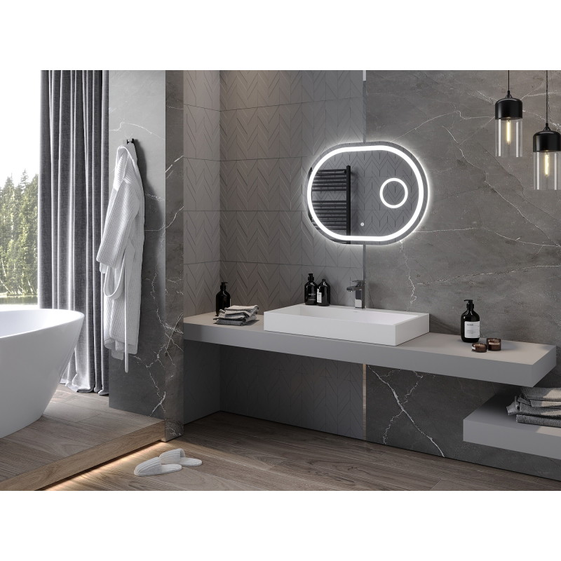 Mexen Umba podsvícené koupelnové zrcadlo s kosmetickým zrcátkem 80 x 60 cm, LED 6000K, anti-fog - 9822-080-060-611-00
