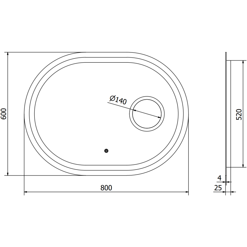 Mexen Umba podsvícené koupelnové zrcadlo s kosmetickým zrcátkem 80 x 60 cm, LED 6000K, proti zamlžování - 9822-080-060-611-00