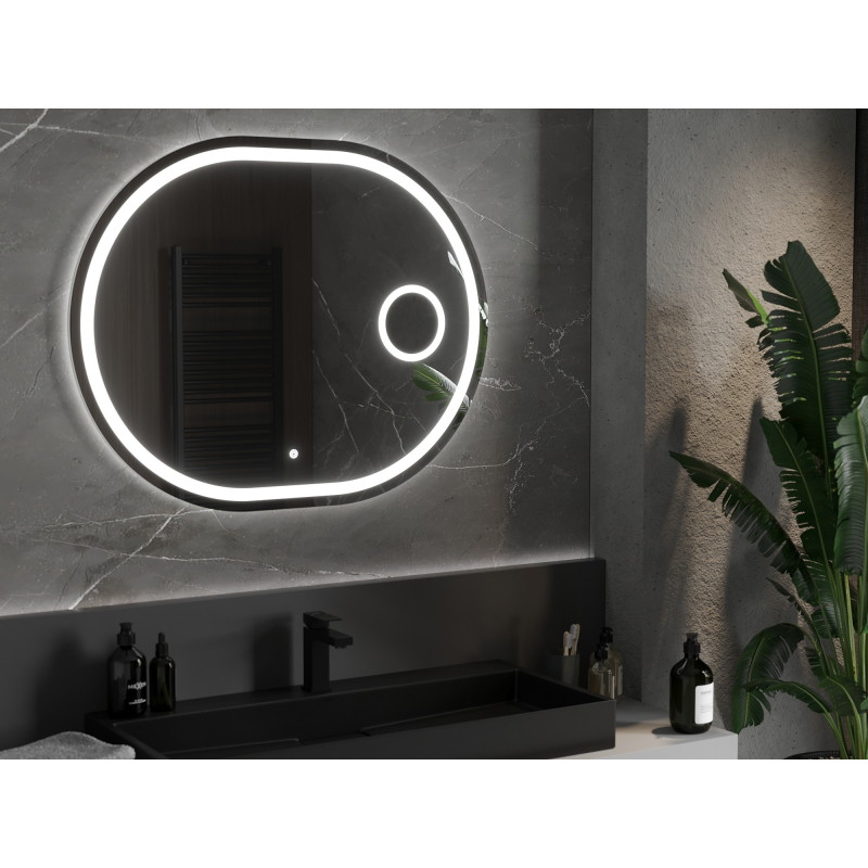 Mexen Umba podsvícené koupelnové zrcadlo s kosmetickým zrcátkem 100 x 80 cm, LED 6000K, protizamlžovací
