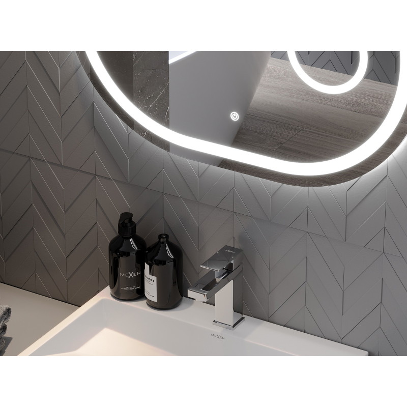 Mexen Umba podsvícené koupelnové zrcadlo s kosmetickým zrcátkem 100 x 80 cm, LED 6000K, protizamlžovací