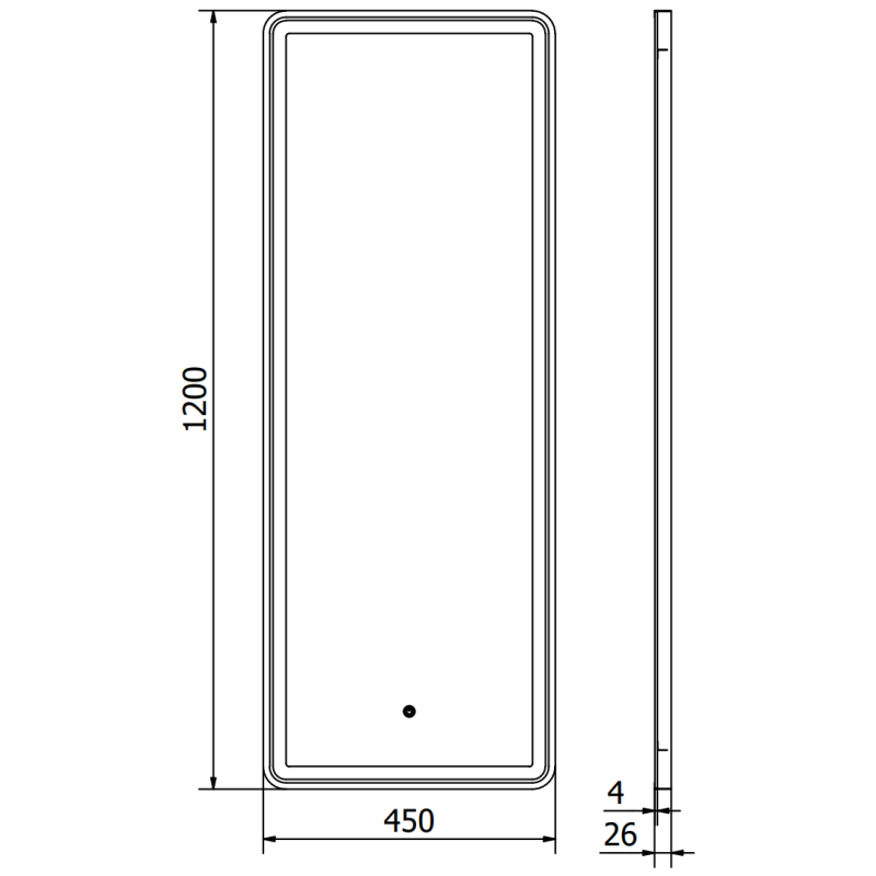 Mexen Coro zrcadlo koupelnové podsvícené 45 x 120 cm, LED 6000K, anti-pára, černý rám - 9817-045-120-611-70