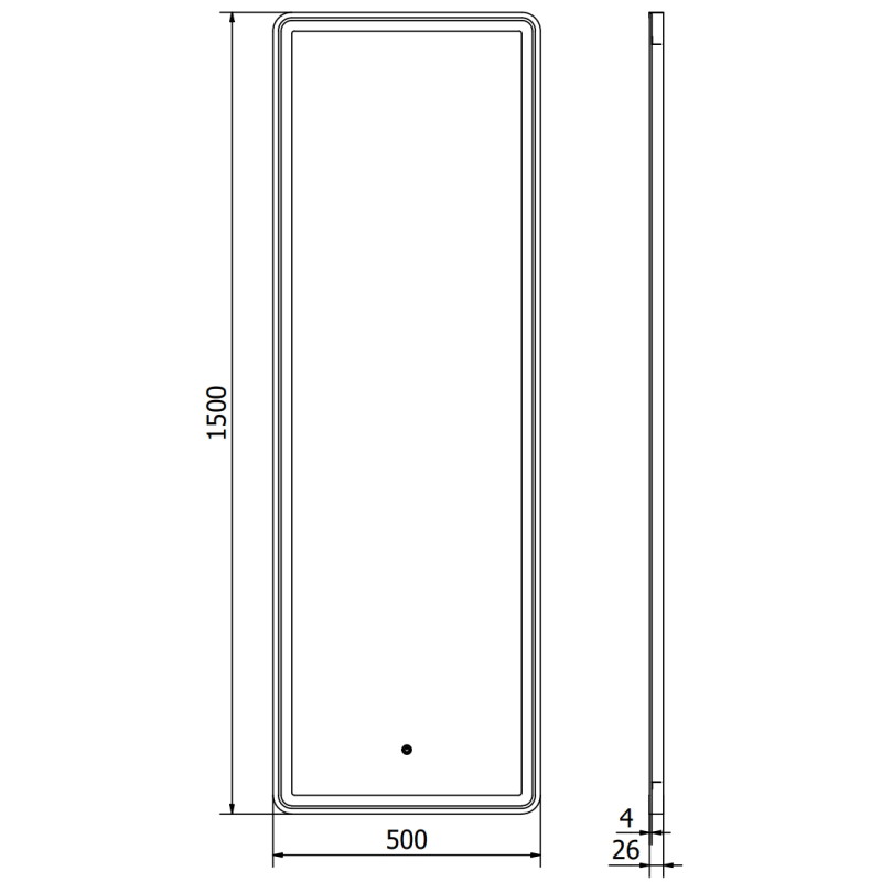 Mexen Coro koupelnové zrcadlo s podsvícením 50 x 150 cm, LED 6000K, proti mlze, černý rám - 9817-050-150-611-70