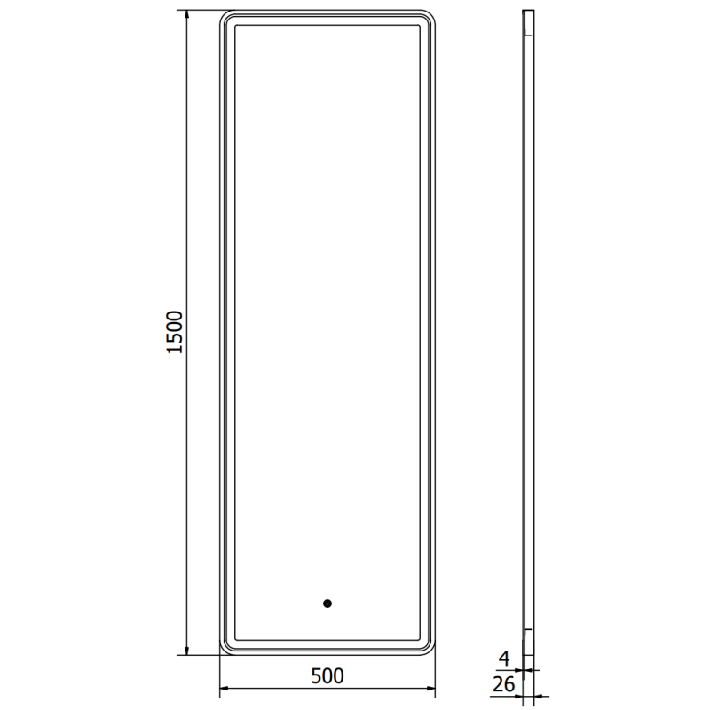 Mexen Coro zrcadlo koupelnové podsvícené 50 x 150 cm, LED 6000K, protimlžící, černý rám - 9817-050-150-611-70