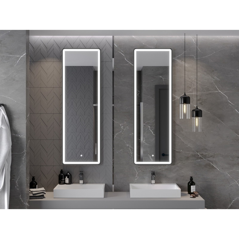 Mexen Coro koupelnové zrcadlo podsvícené 50 x 150 cm, LED 6000K, protimlhové, černý rám - 9817-050-150-611-70