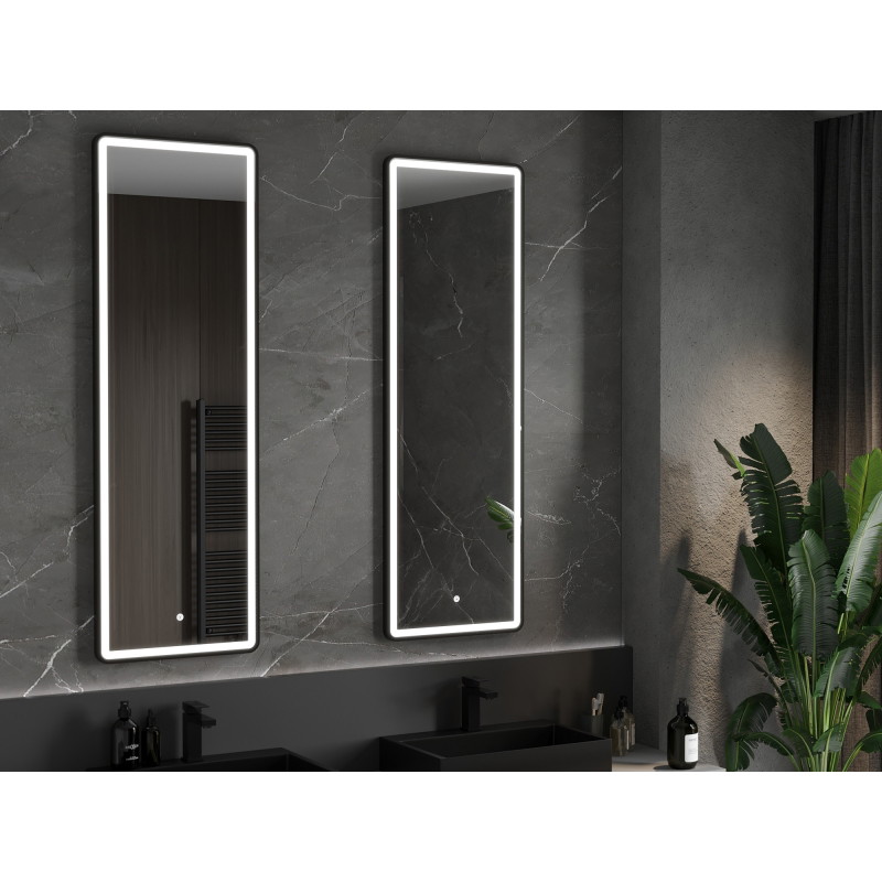 Mexen Coro koupelnové zrcadlo s podsvícením 50 x 150 cm, LED 6000K, proti mlze, černý rám - 9817-050-150-611-70