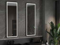 Mexen Coro koupelnové zrcadlo s podsvícením 50 x 150 cm, LED 6000K, proti mlze, černý rám - 9817-050-150-611-70