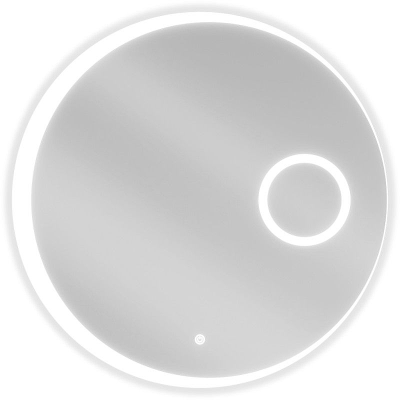 Mexen Ella podsvícené koupelnové zrcadlo s kosmetickým zrcátkem, kulaté 70 cm, LED 6000K, odmlžování - 9811-070-070-611-00