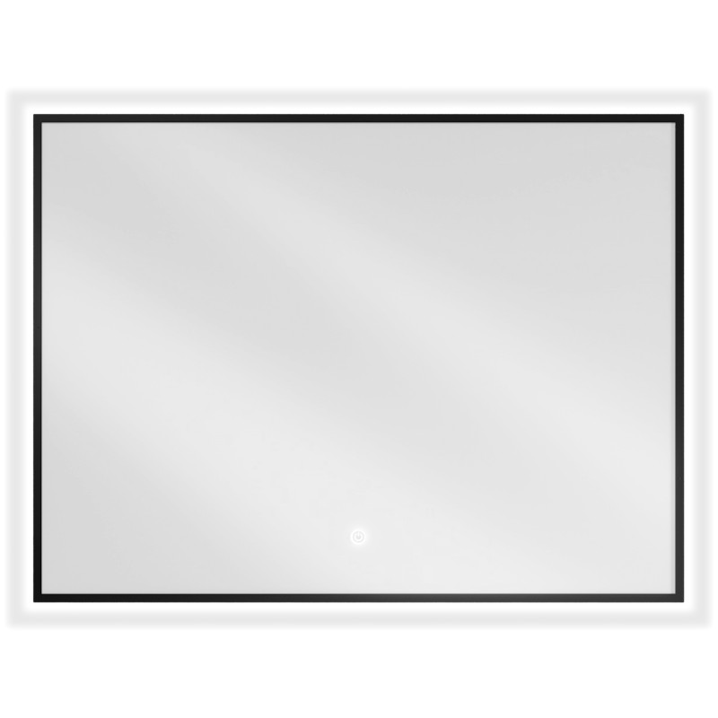 Mexen Erma koupelnové zrcadlo s podsvícením 80 x 60 cm, LED 6000K, proti zamlžení, černý rám - 9814-080-060-611-70
