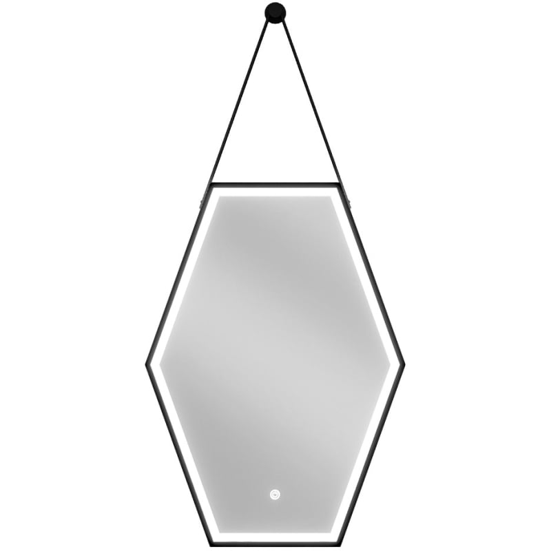 Mexen Orla osvětlené koupelnové zrcadlo 50 x 70 cm, LED 6000K, anti-mlžný, černý rám - 9815-050-070-611-70
