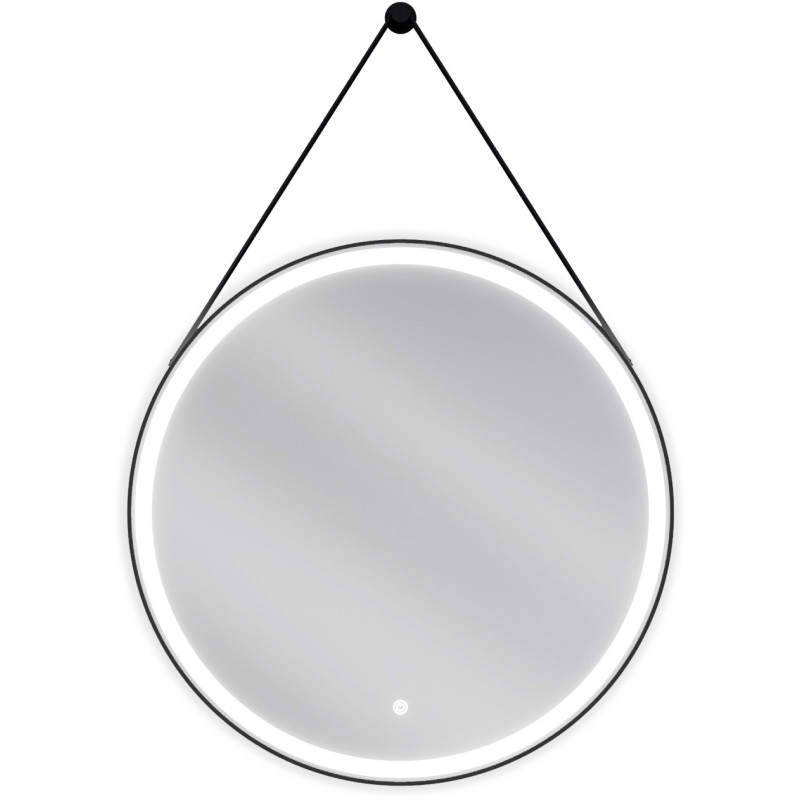 Mexen Reni koupelnové zrcadlo podsvícené, kulaté 70 cm, LED 6000K, odmlžování, černý rám - 9812-070-070-611-70