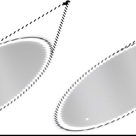 Mexen Reni koupelnové zrcadlo podsvícené, kulaté 80 cm, LED 6000K, protimlhové, černý rám - 9812-080-080-611-70